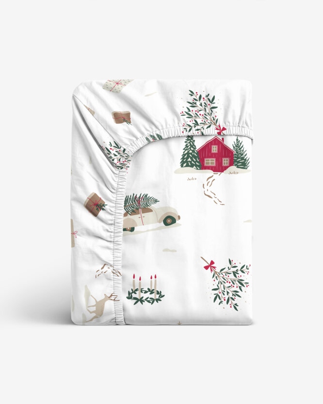 Kerst katoenen hoeslaken - Traditionele Kerst (buitenland)