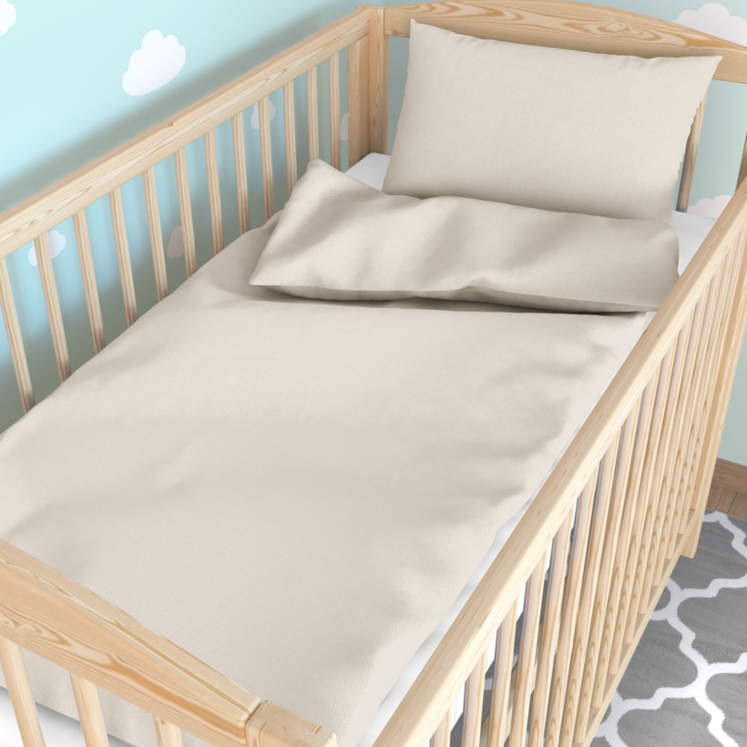 Katoenen beddengoed voor een babybedje - latte