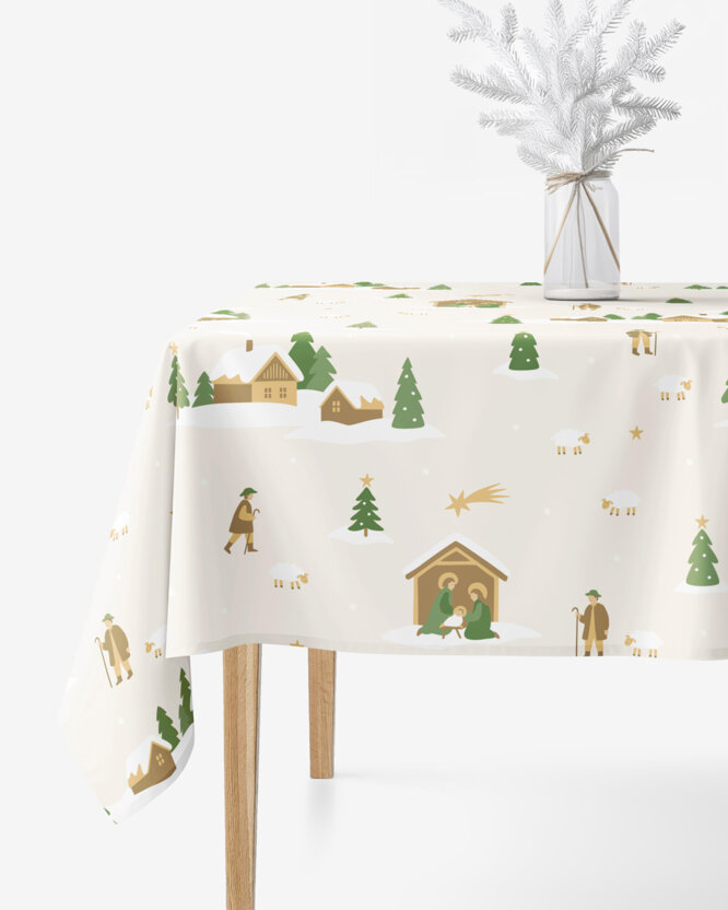 Kerst hoekig tafelkleed 100% katoen renforcé - Kerstliederen (buitenland)