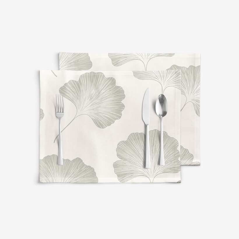 Tafelplacemat 100% katoen renforcé - Bladeren ginkgo - set 2 st.