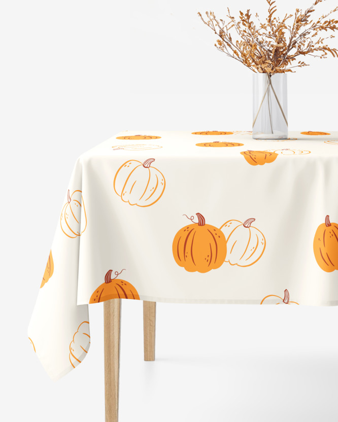 Hoekig tafelkleed 100% katoen renforcé - Herfst pompoen