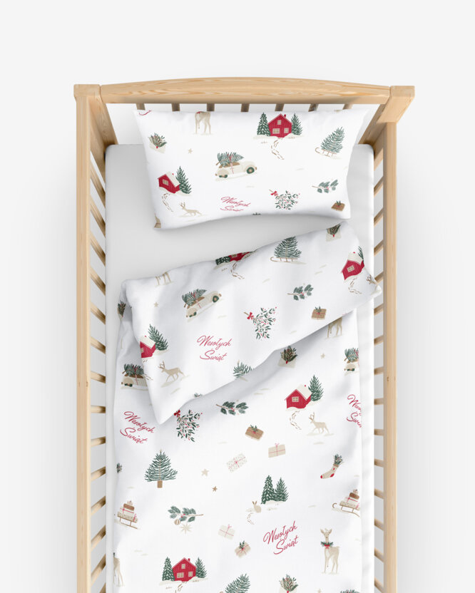 Kerst katoenen beddengoed voor een kinderbedje - Poolse Kerst (PL)