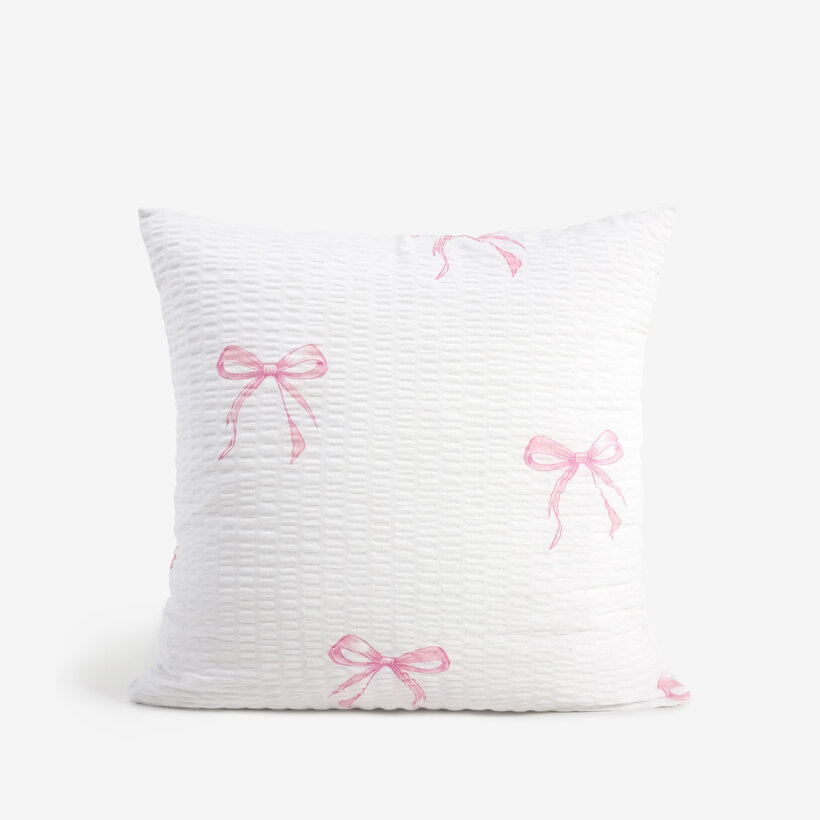 Crepe kussensloop - Roze strikjes