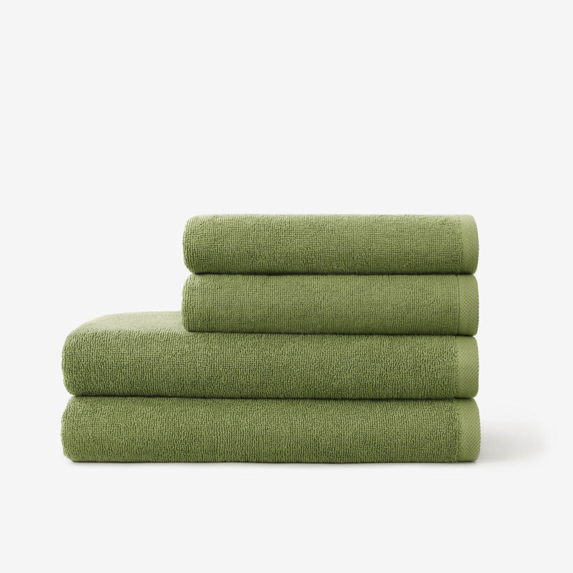 Katoenen badstof handdoek / badhanddoek Soft zonder boord - olijf