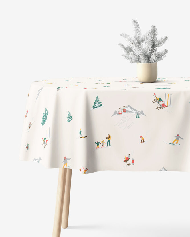 Ovaal tafelkleed 100% katoen renforcé - Winters plezier