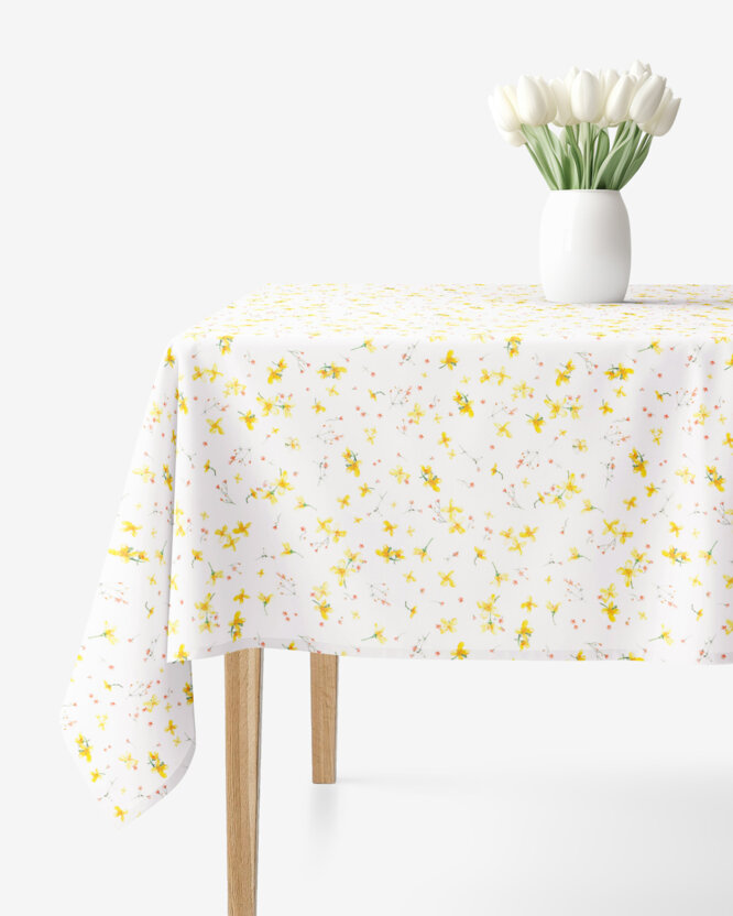 Hoekig tafelkleed Valencia - Narcissenbloemen