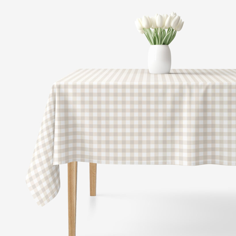 Rechthoekig tafelkleed 100% katoen renforcé - Latte ruitjes