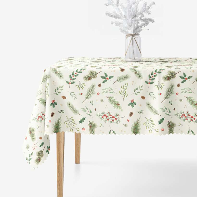 Hoekig teflon tafelkleed - Winters takjes