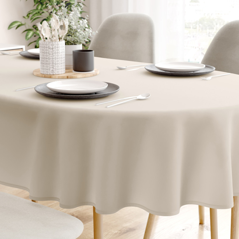 Ovaal tafelkleed 100% katoen renforcé - latte