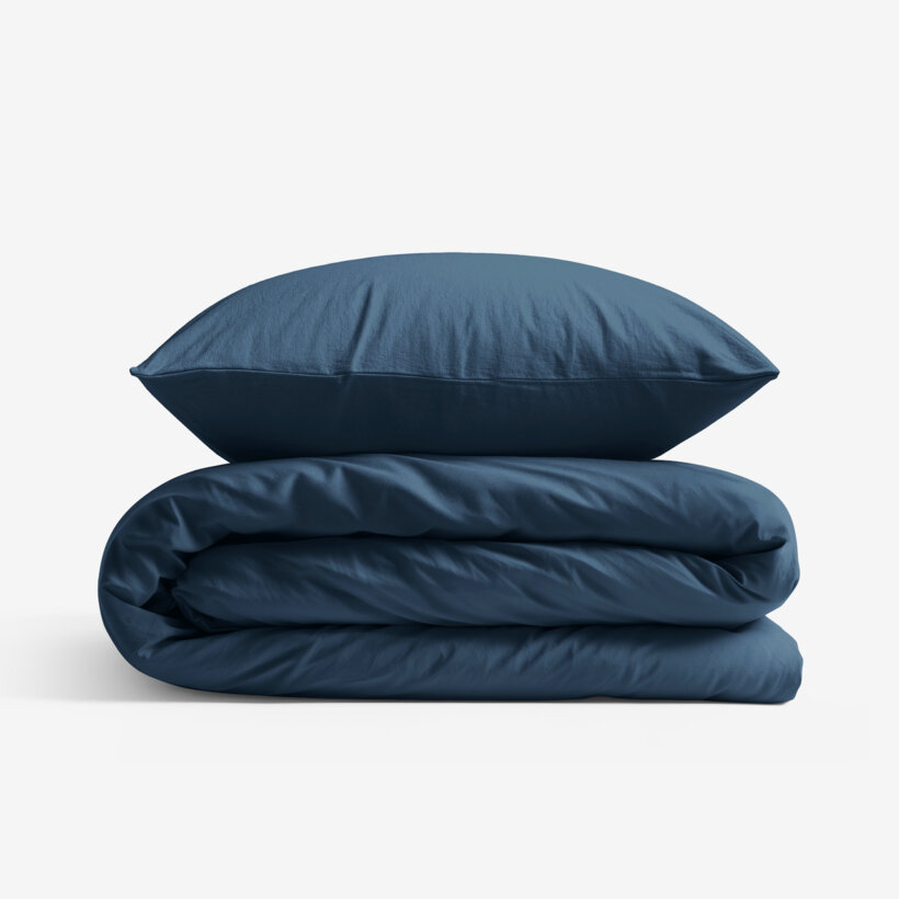 Katoenen dekbedovertrek - marineblauw