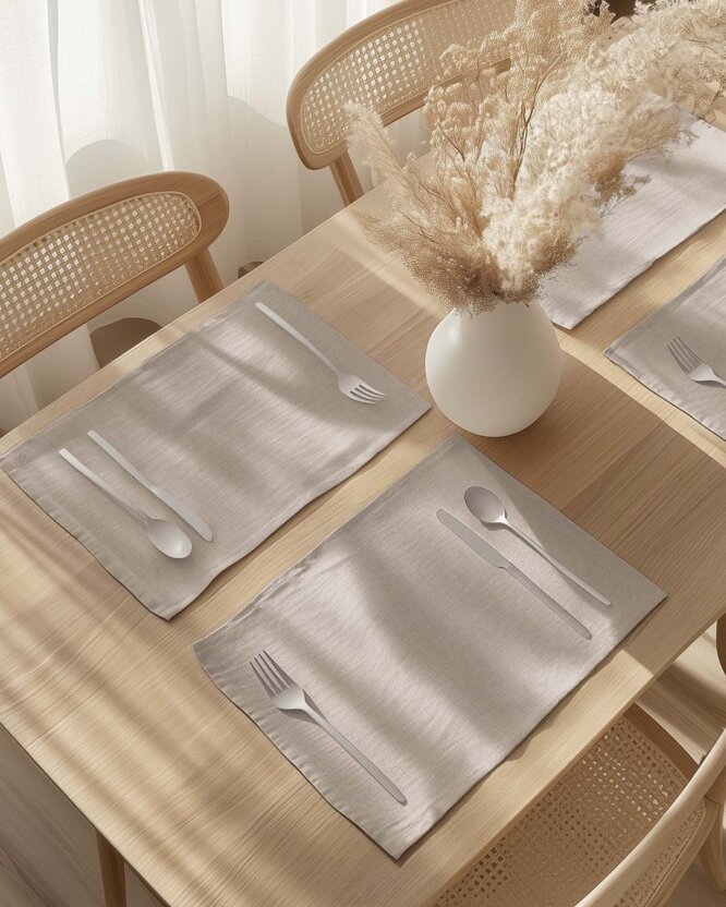 Placemat voor op tafel van linnenmix - koffiekleurig - set van 2 stuks