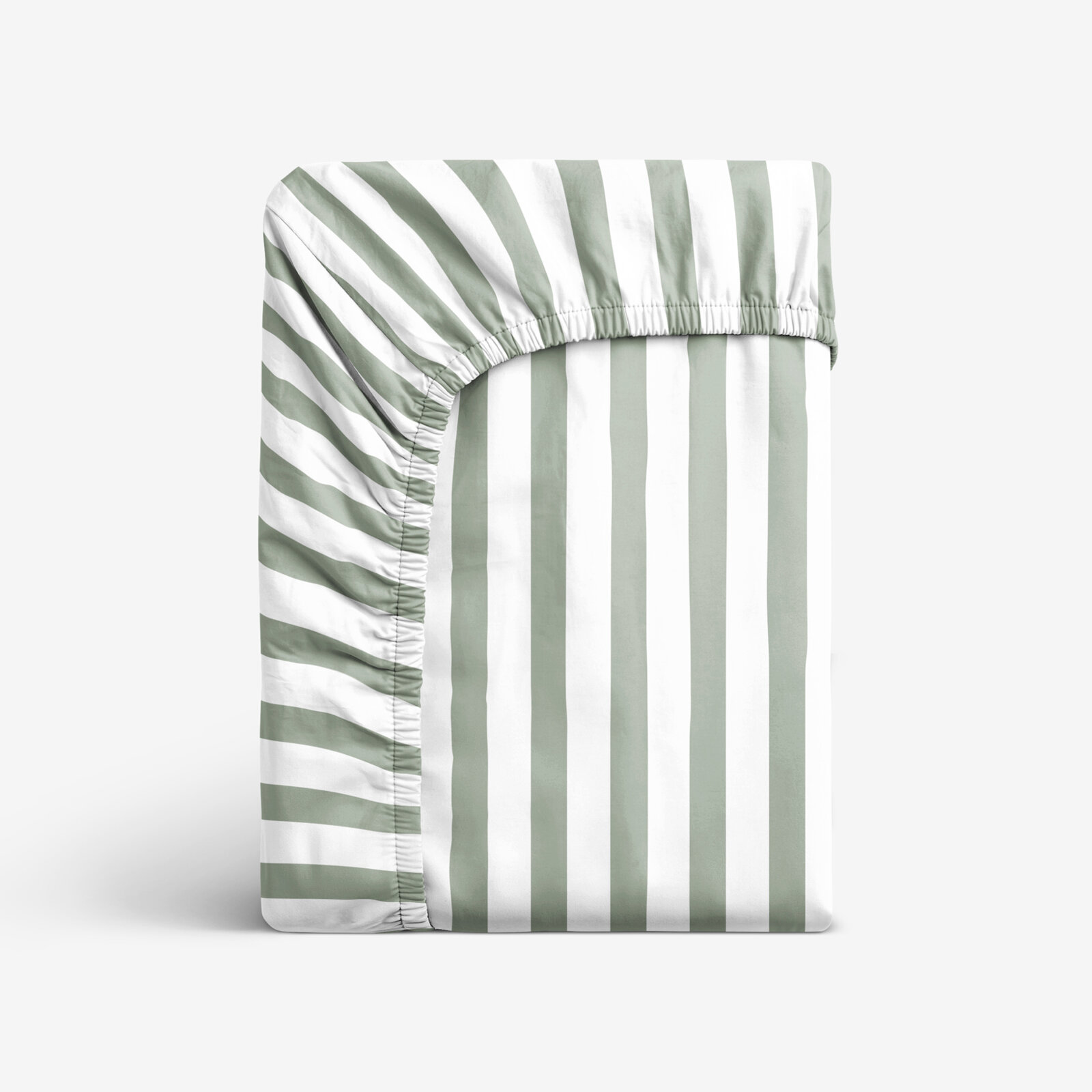 Katoenen hoeslaken - Saliegroene streepjes
