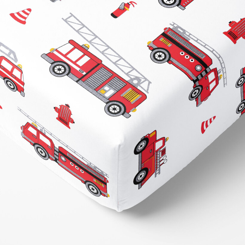 Kinder katoenen hoeslaken - Brandweerwagens