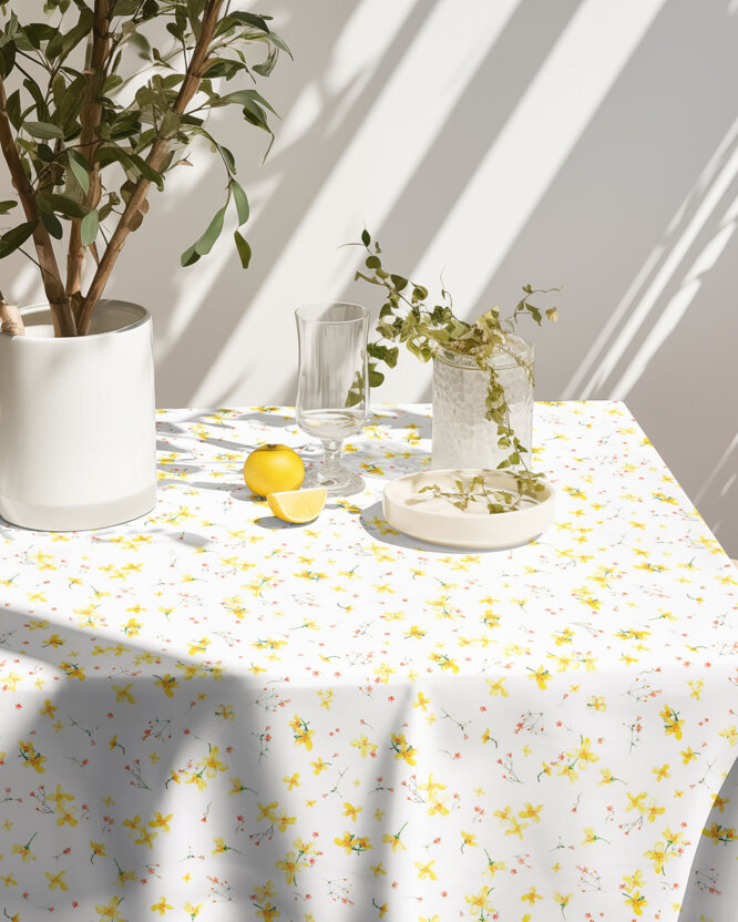 Hoekig tafelkleed Valencia - Narcissenbloemen