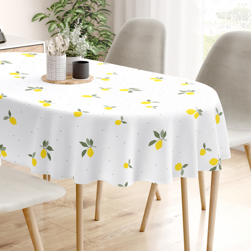 Ovaal tafelkleed 100% katoen renforcé - Citroenen