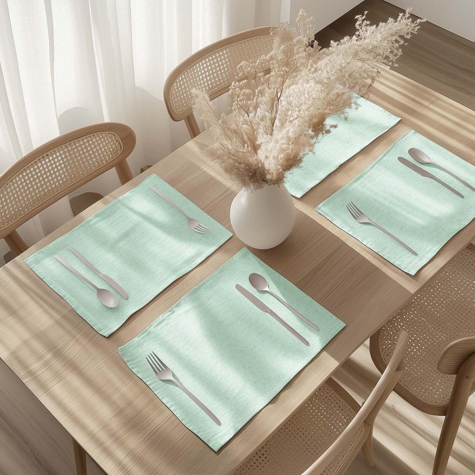 Placemat voor op tafel van linnenmix - lichtmunt - set van 2 st.