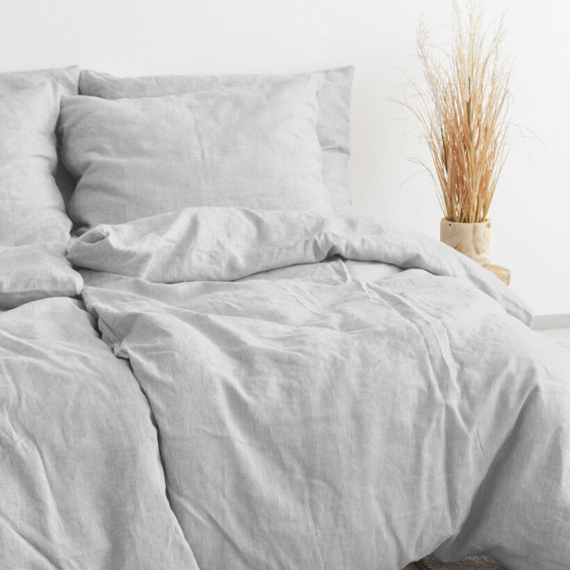 Beddengoed van linnenmix - grijs