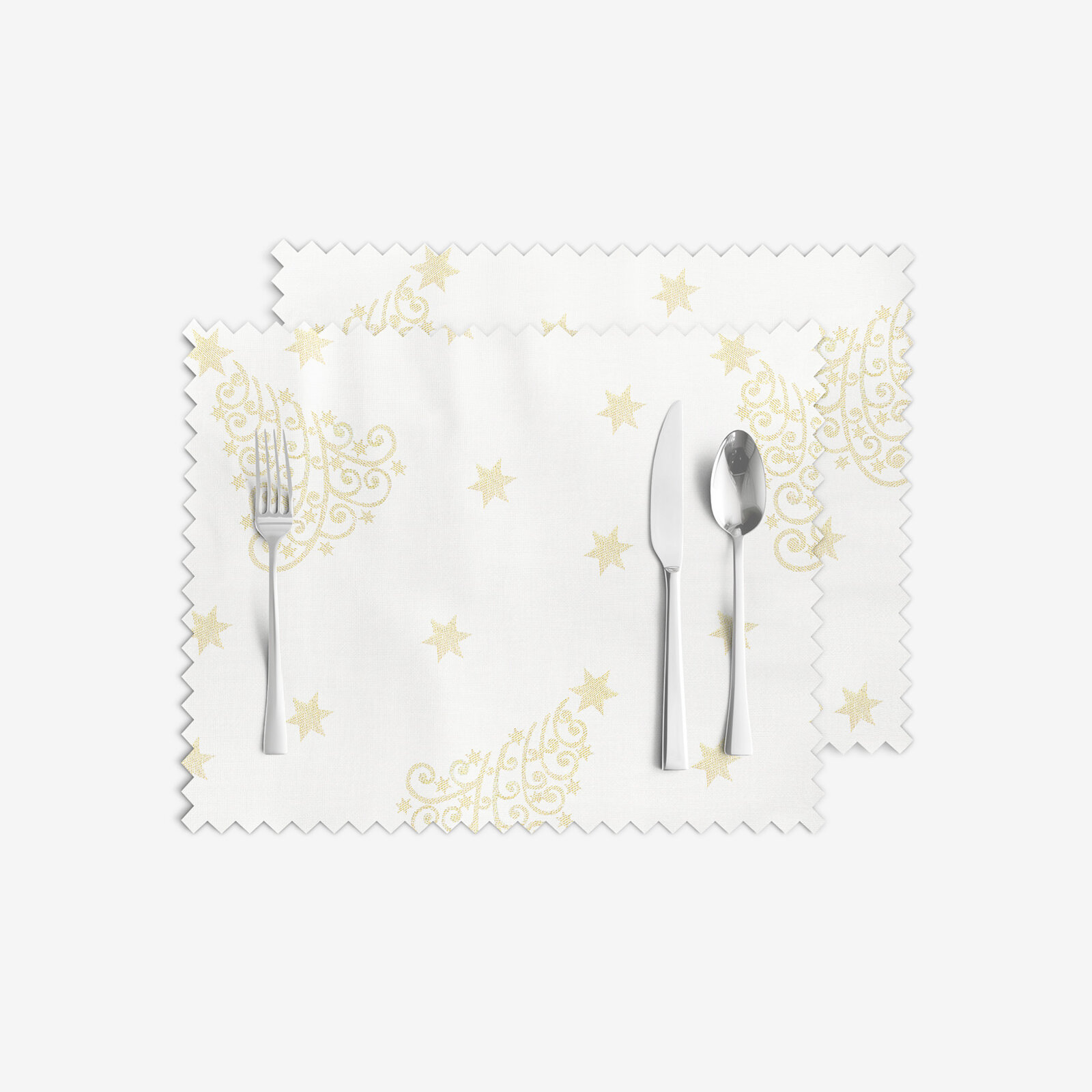 Kerst placemat teflon - Gouden kerstboompjes en sterretjes - set 2 stuks