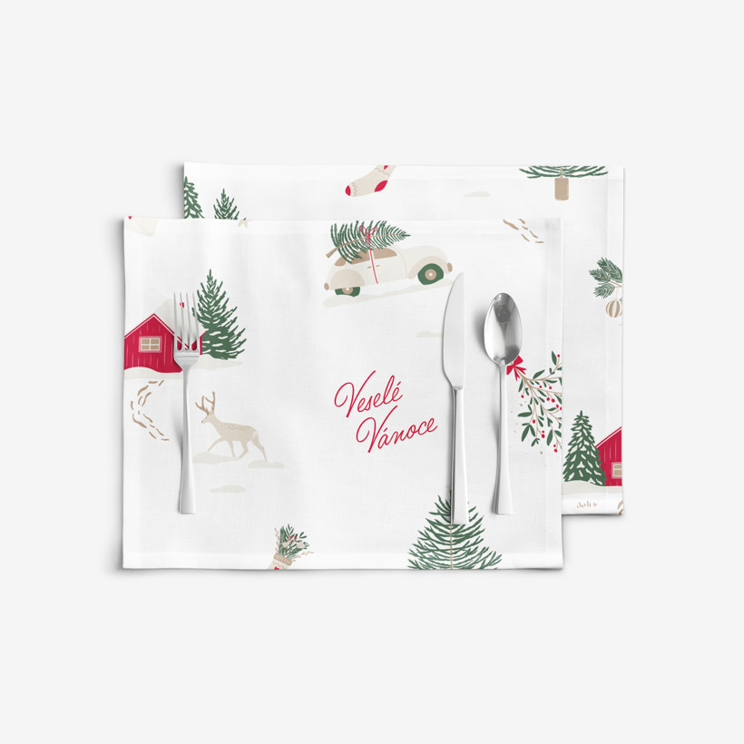 Kerst placemat voor op tafel van stevig katoen - Tsjechische Kerst - set van 2 stuks
