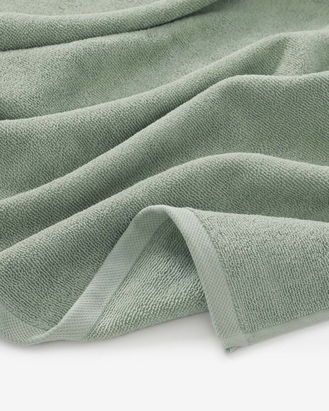 Katoenen badstof handdoek / badhanddoek Soft zonder boord - saliegroen