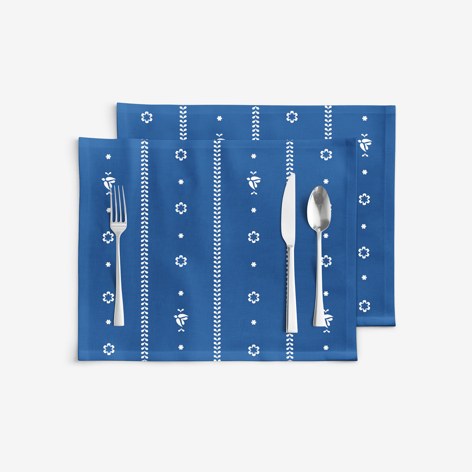 Placemat voor op tafel 100% katoen renforcé - Na mú dušu op blauw - set van 2 stuks