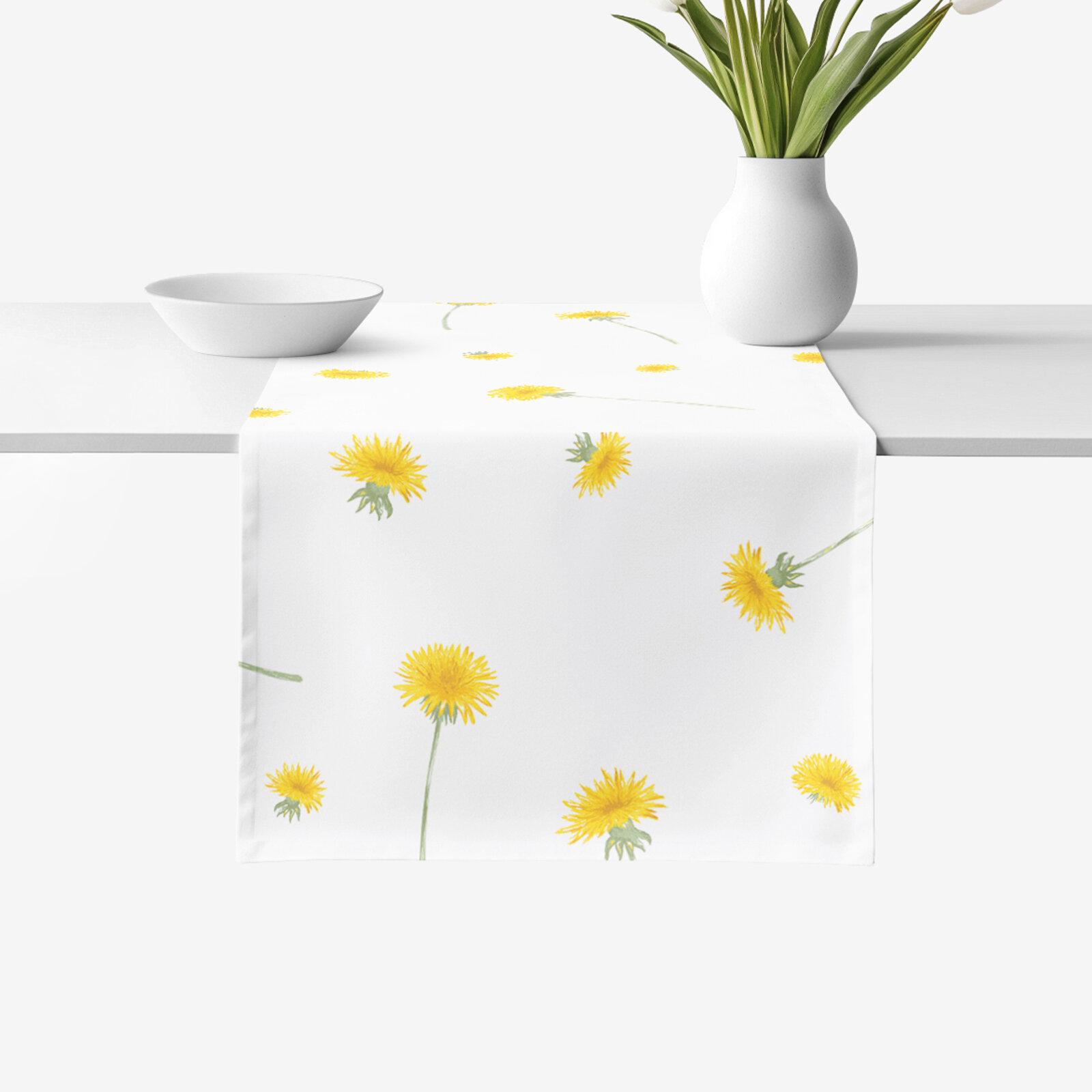 Tafelloper 100% katoen renforcé - Paardenbloemen