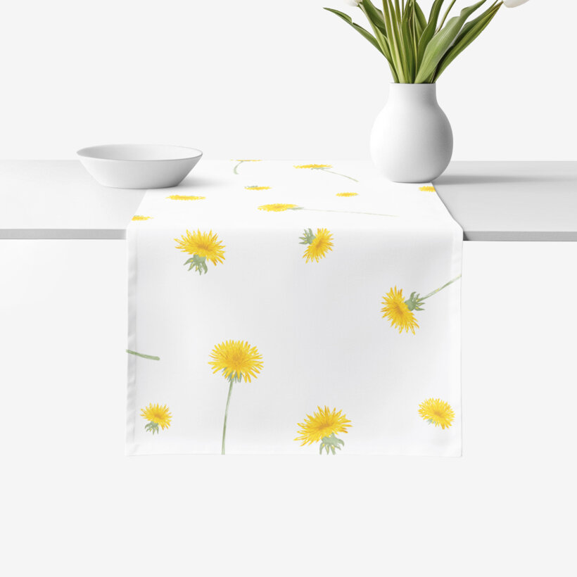Tafelloper 100% katoen renforcé - Paardenbloemen