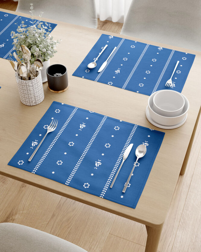 Placemat voor op tafel 100% katoen renforcé - Na mú dušu op blauw - set van 2 stuks