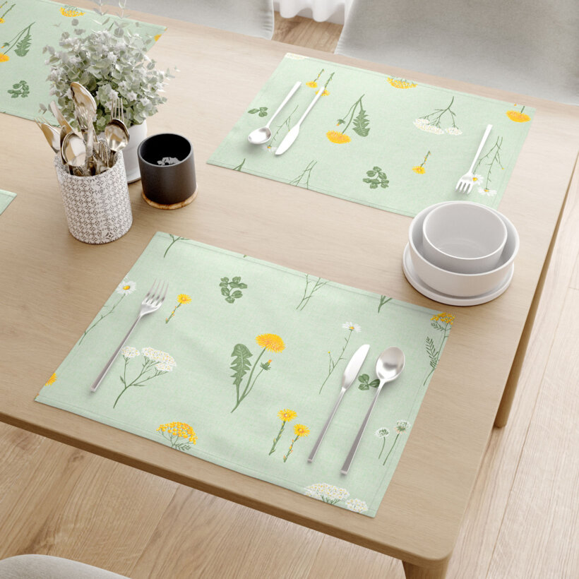 Placemat voor de tafel 100% katoen renforcé - Weide op groen ongebleekt - set 2st