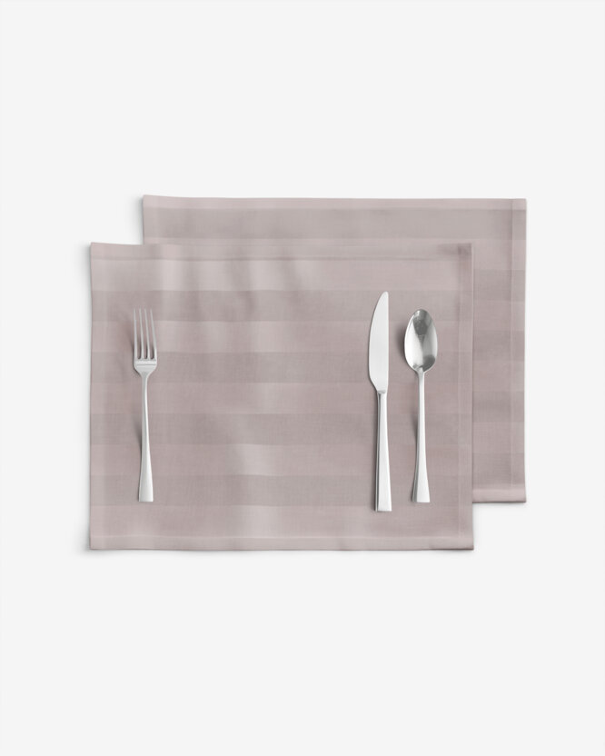 Damasten placemat voor op tafel - Grijsbruine streepjes met satijnglans - set 2st