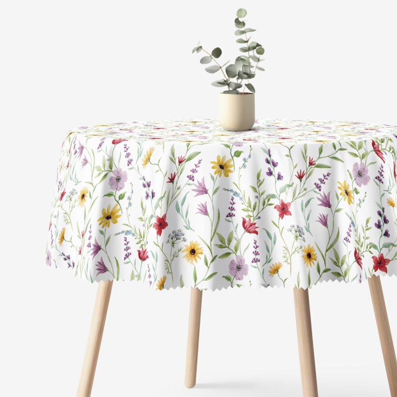 Rond teflon tafelkleed - Kleurrijke lentebloemen