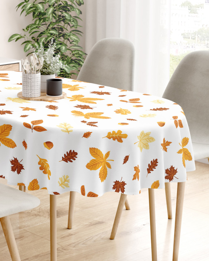 Ovaal tafelkleed 100% katoen renforcé - Herfst bladeren