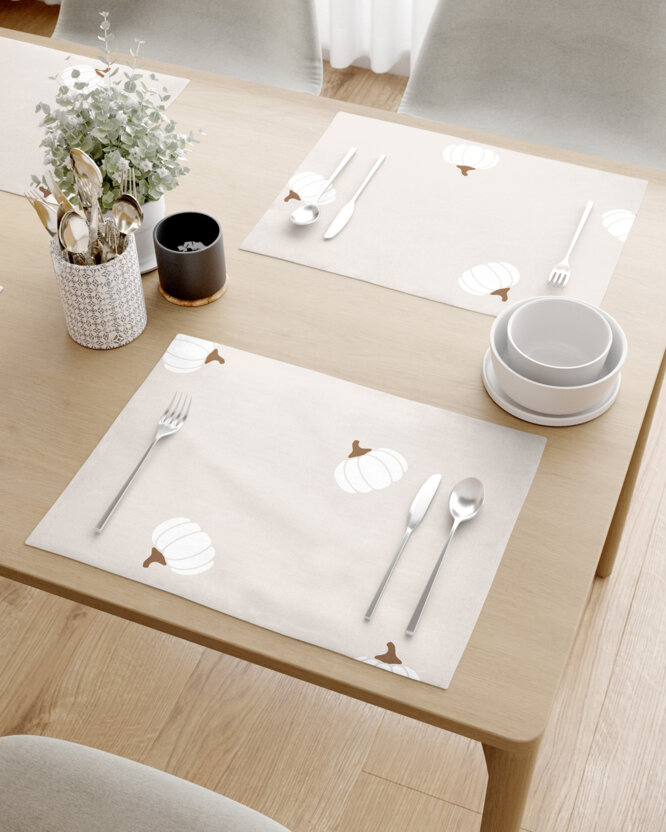 Placemat voor op tafel 100% katoen - Pompoenen op crème - set 2 stuks