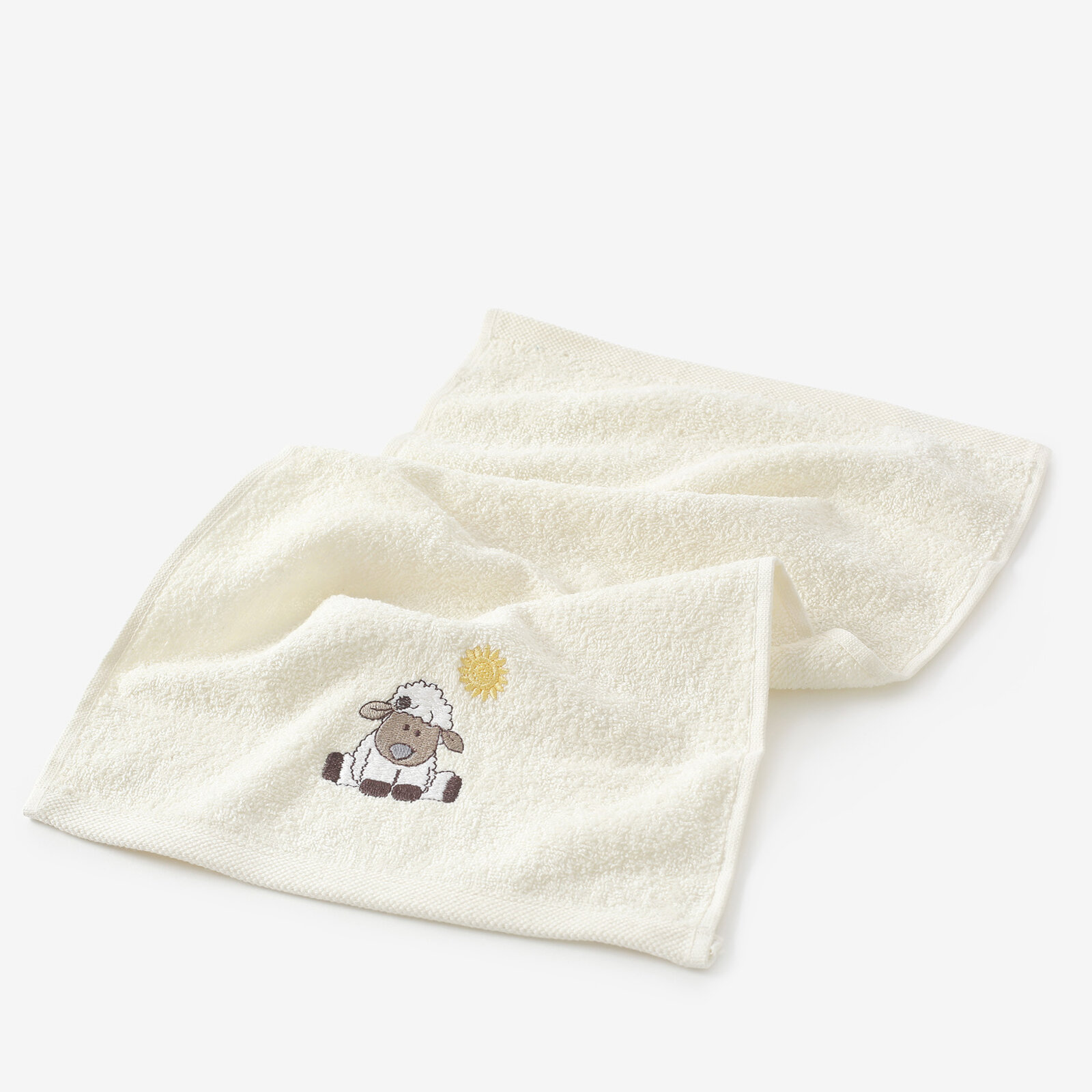 Kinder badstof handdoek - Schaapje op crème