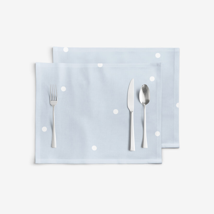 Placemat 100% katoen renforcé - Stippen op hemelsblauw - set van 2 st.