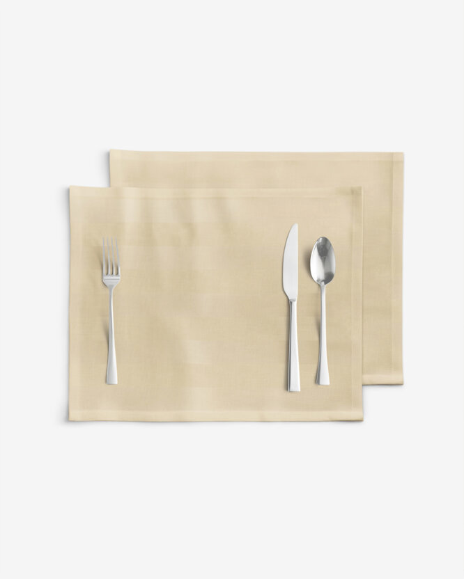 Damasten placemat - Gouden streepjes met satijnglans - set 2 stuks