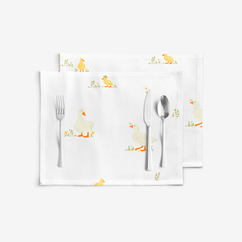 Tafelplacemat 100% katoen renforcé - Eenden - set 2 stuks