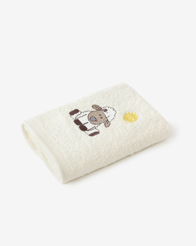Kinder badstof handdoek - Schaapje op crème