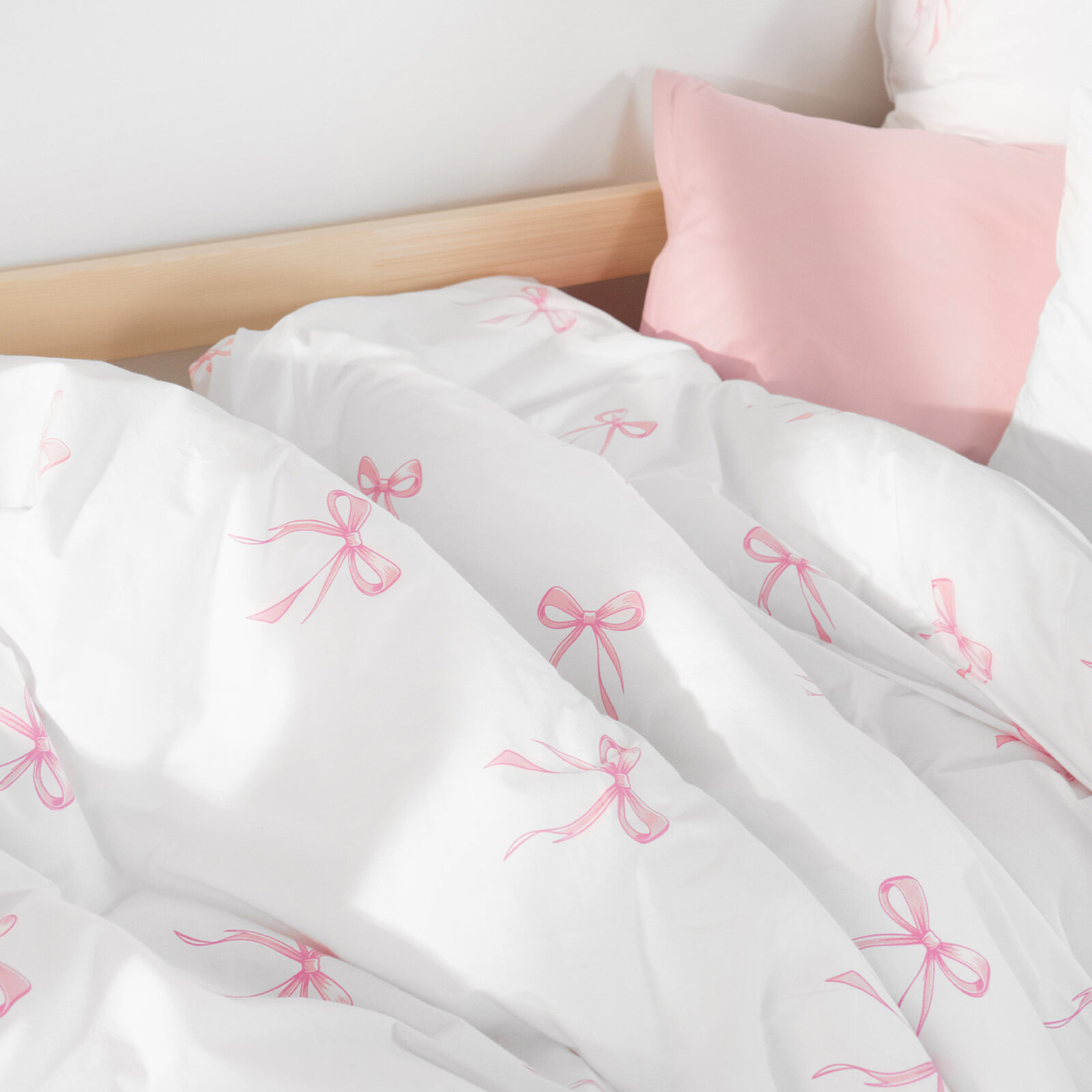 Katoenen beddengoed voor kinderen - Roze strikjes
