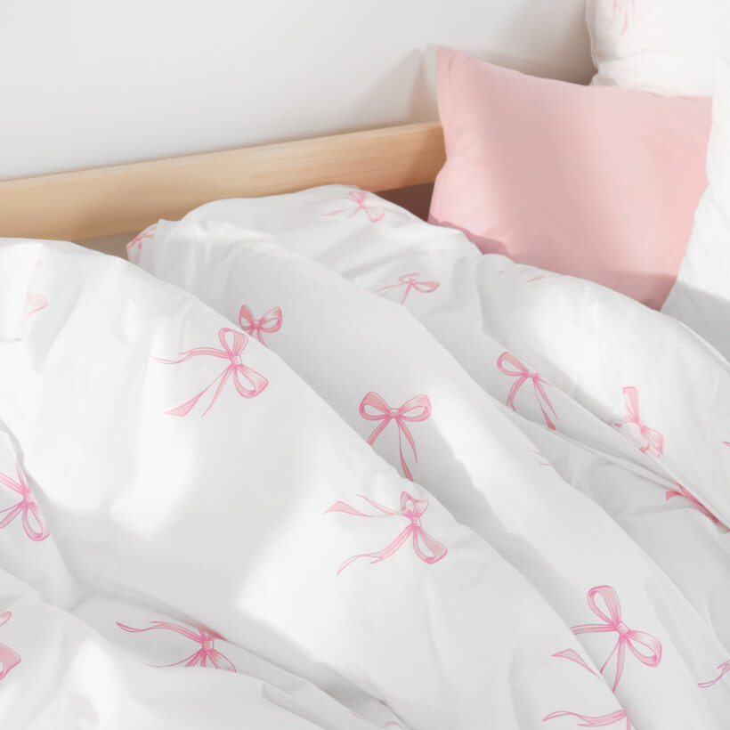 Katoenen beddengoed voor kinderen - Roze strikjes