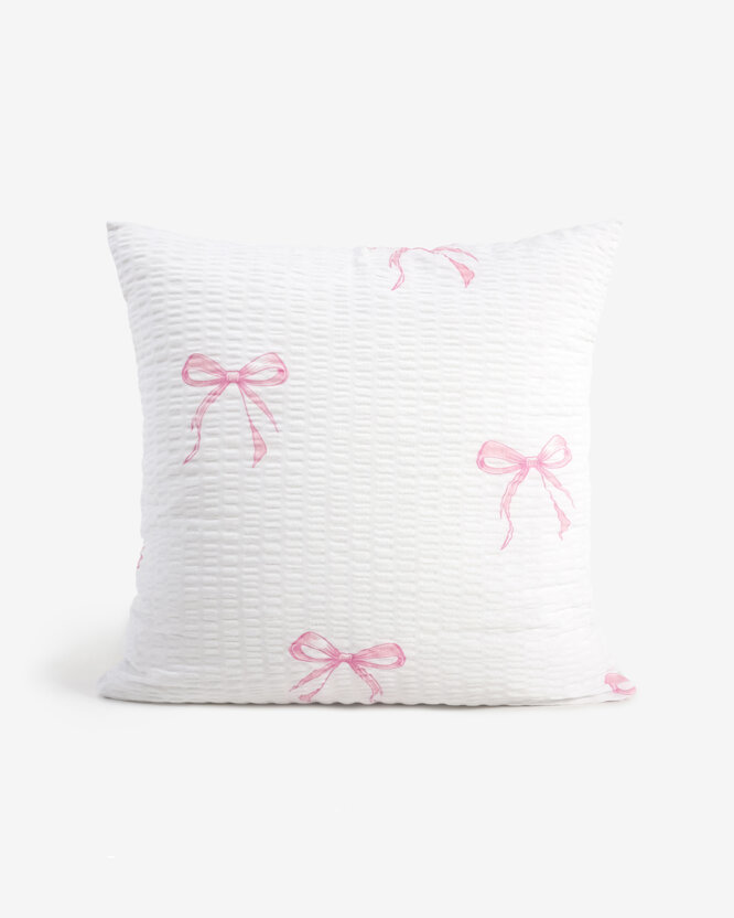 Crepe kussensloop - Roze strikjes