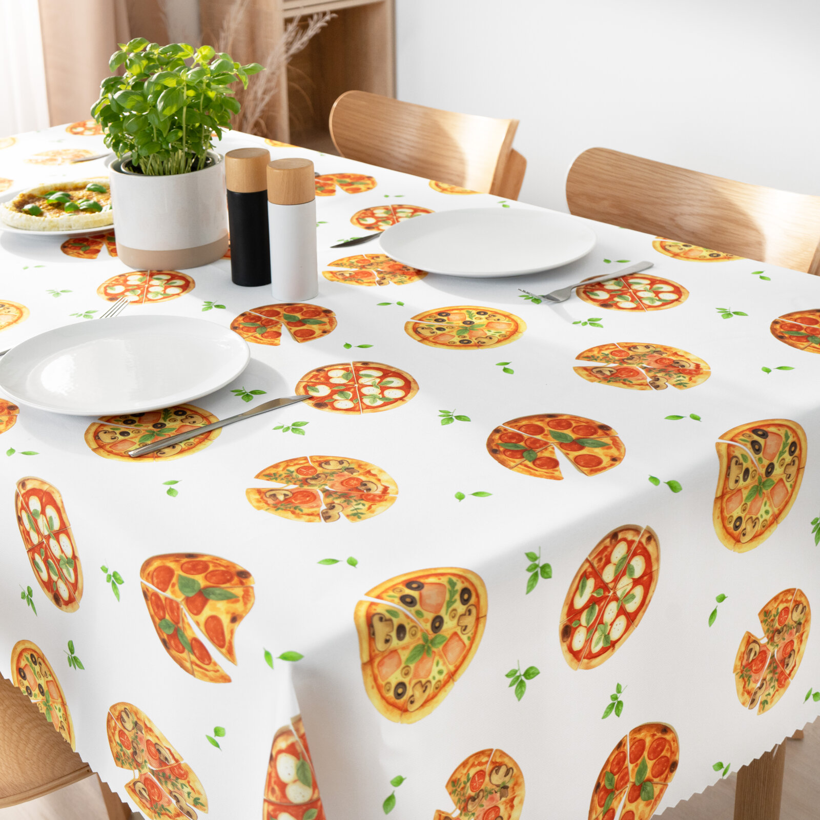 Hoekig teflon tafelkleed - Heerlijke pizza