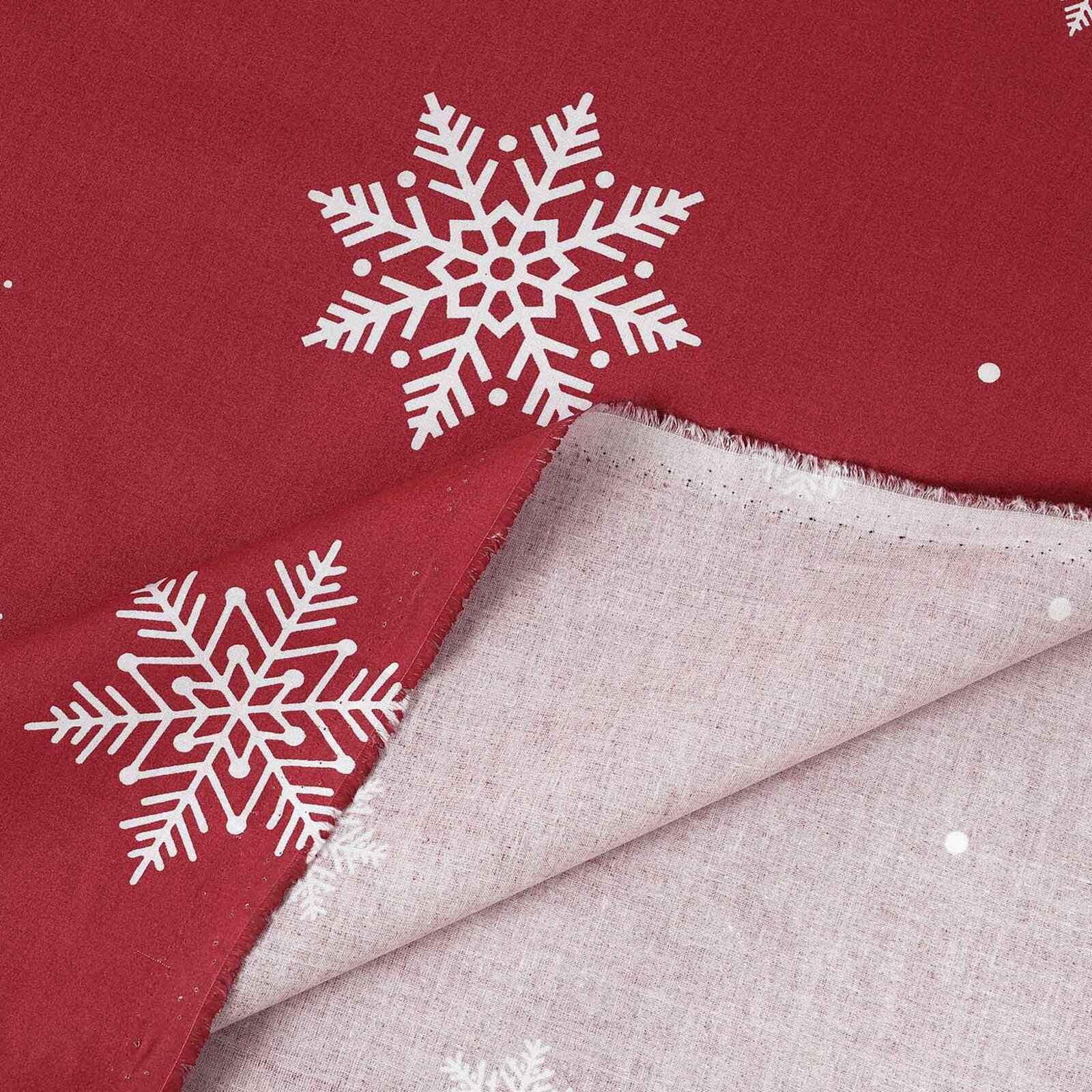 Katoen renforcé - Sneeuwvlokken op rood