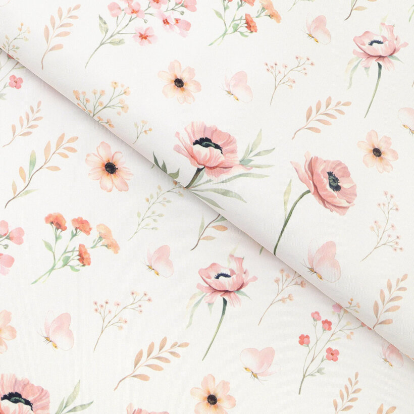 Stof met tefloncoating voor tafelkleden - Roze bloemen