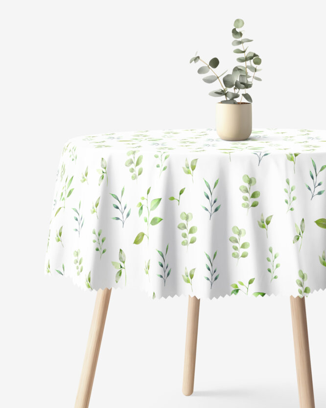 Rond teflon tafelkleed - Eucalyptus blaadjes