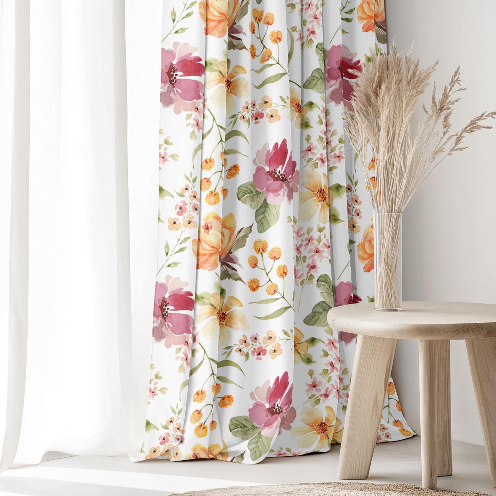 Decoratief gordijn Luca - Hibiscusbloemen