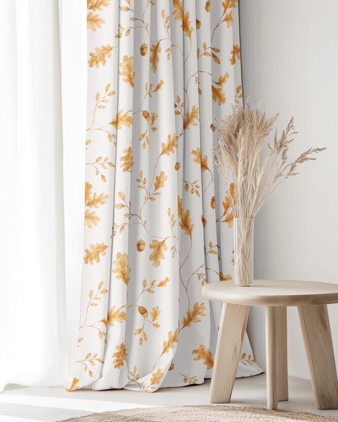 Decoratief gordijn Luca - Eikenbladeren