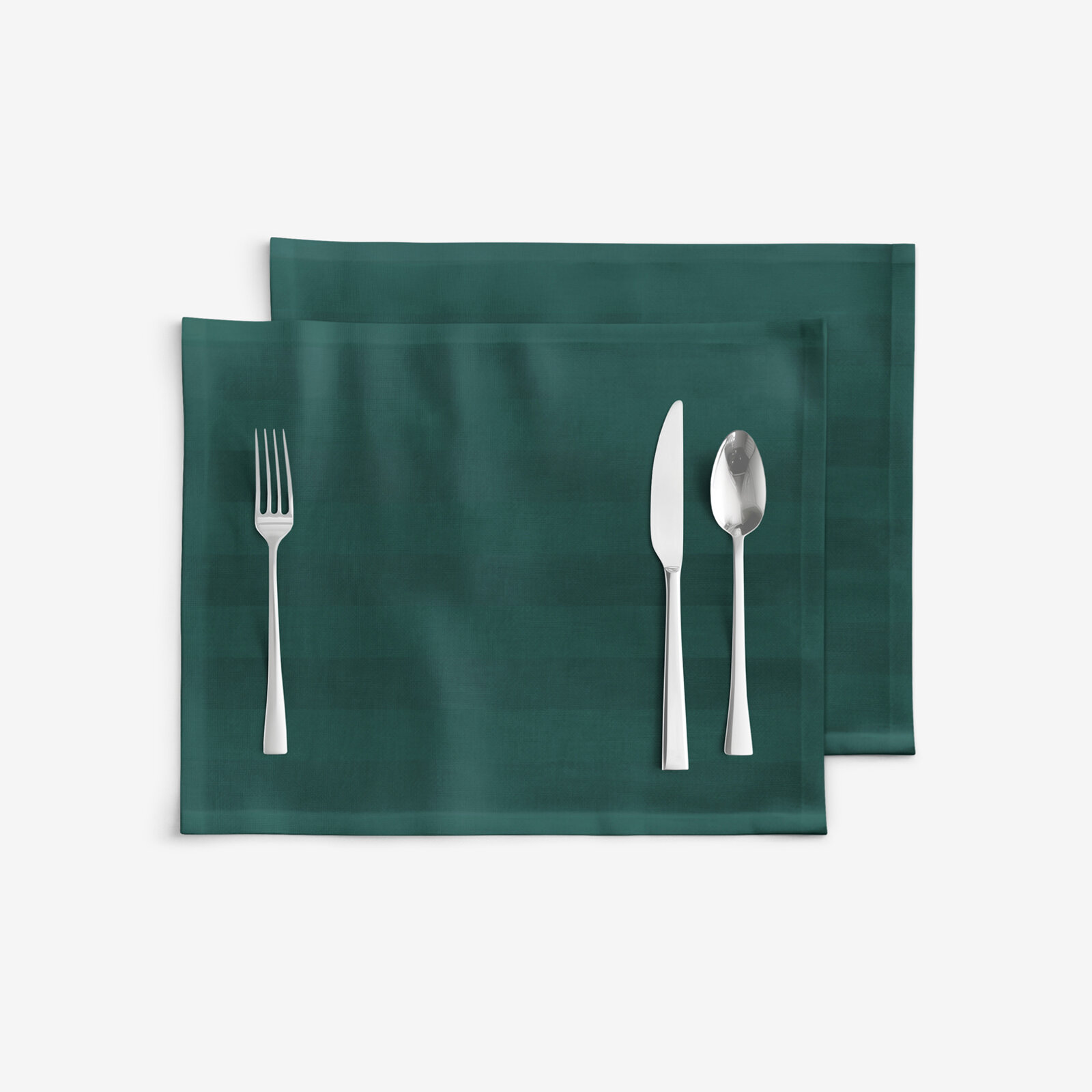 Damasten placemat - Donkergroene streepjes met satijnglans - set van 2 stuks