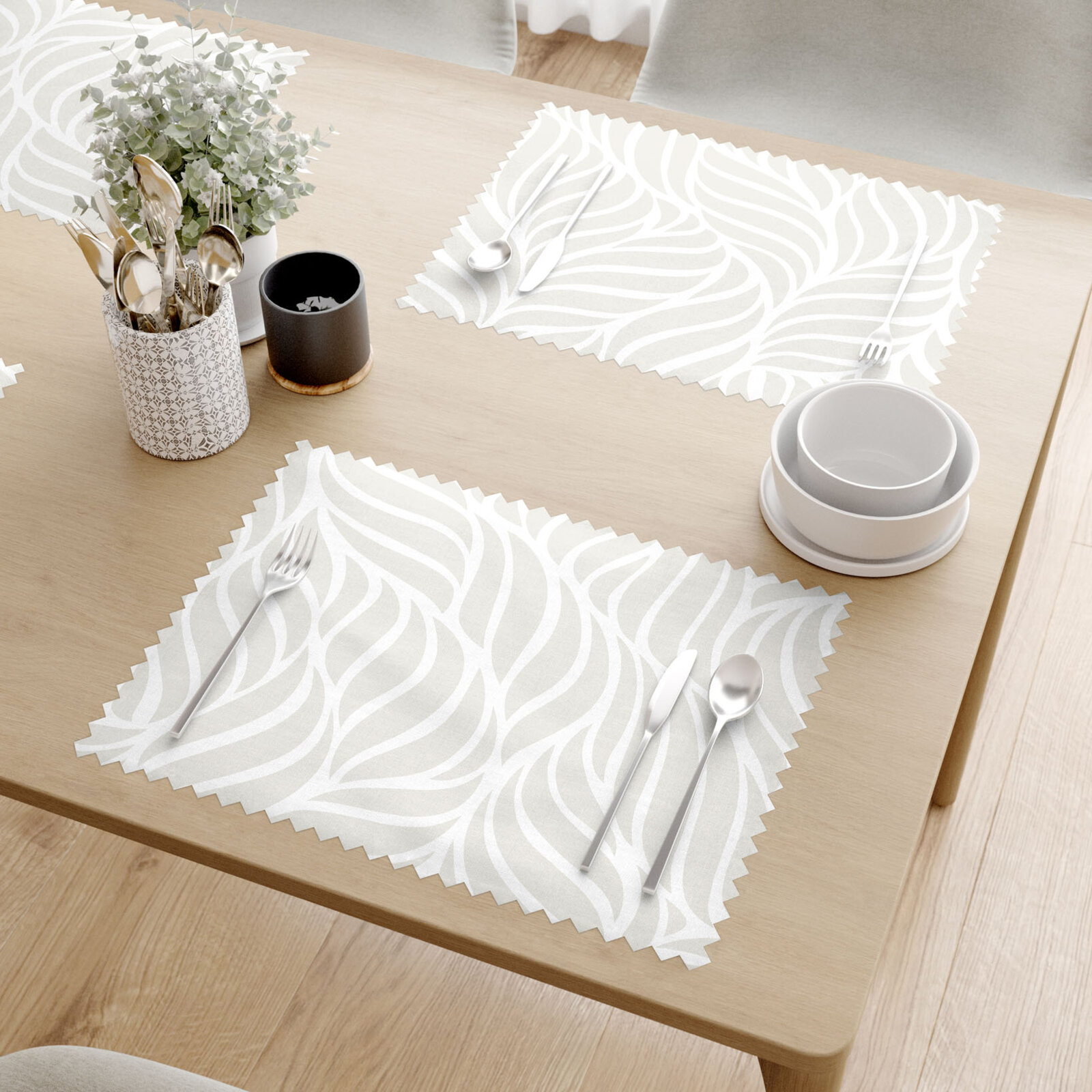 Tafelplacemat teflon - Beige lijnen - set 2 stuks