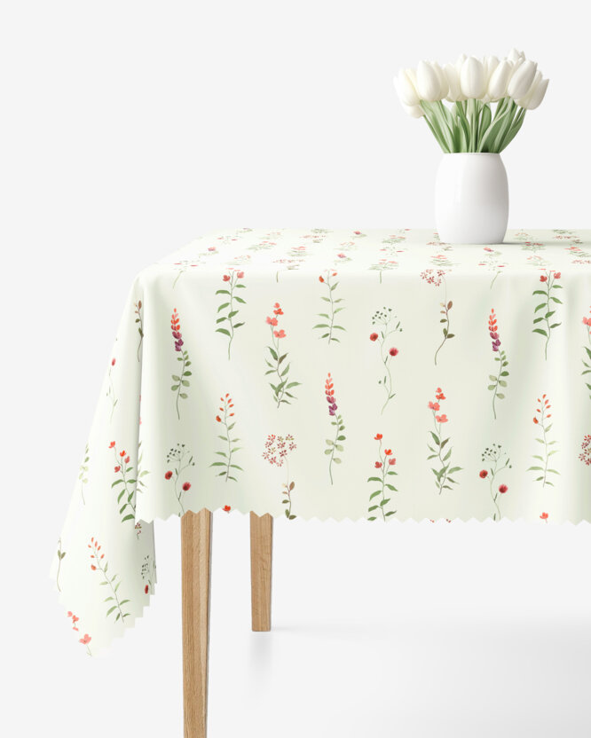 Hoekig teflon tafelkleed - Veldbloemen